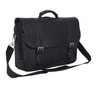 Kenneth Cole Reaction Colombian Leather Dual Compartment Flapover 15.6" Laptop Portfolio, Black