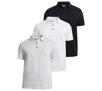 Kenneth Cole REACTION Dress Polo Shirts for Men 3 Pack - Polo Shirts for Men Short Sleeve - UPF 50+ Golf Polos, Black/Grey/White, XL