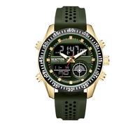 Kenneth Cole REACTION Men’s Ana-Digi Watch - Analog Digital Display, Multi-Function Features, Sport Bezel, Modern Design, Everyday Casual Accessory, Active Lifestyle Fashion Timepiece, Gold & Green