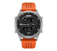 Kenneth Cole REACTION Men’s Digital Watch - Multi-Function Display, Modern Case Design, Chronograph Features, Sport Inspired Styling, Casual Fashion Accessory for Active Daily Wear, Silver - Orange