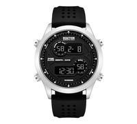 Kenneth Cole REACTION Men’s Digital Watch - Multi-Function Display, Modern Case Design, Chronograph Features, Sport Inspired Styling, Casual Fashion Accessory for Active Daily Wear, Silver - Black