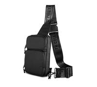 Kenneth Cole REACTION Men's Ryder Coated Polyester Tech Crossbody Bag Travel Accessory-Money Belt, Black, One Size