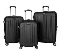 Kenneth Cole REACTION Unisex 24 Inch ABS 8-Wheel Upright Suitcase, Black, 3-Piece Set (20"/24"/28"), Renegade_Collection