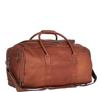Kenneth Cole Reaction Unisex-Adult 20” Duffel Travel Bag Full-Grain Colombian Leather Duffle Carry-on Cabin Luggage, Cognac, Inch Top Load (W/Shoe Compartment)