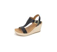 Kenneth Cole REACTION Women's Card T-Strap Wedge Sandals, Black, 6.5 UK