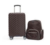 Kenneth Cole REACTION Women's Madison Square Hardside Chevron Expandable Luggage, Chocolate Brown, 2-Piece Set (20" & 28"), Women's Madison Square Hardside Chevron Expandable