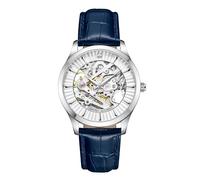 Kenneth Cole Women's Watch - Luxury Watch for Women, Genuine Leather Band, Automatic Self-Winding Water-Resistant, Analog Watch with Round Matte Silver Skeleton Dial for Women, Blue, Standard,