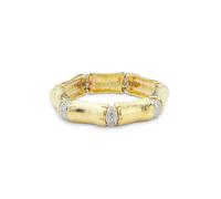 Kenneth Jay Lane Bamboo Two-Tone & Glass Crystal Stretch Bracelet