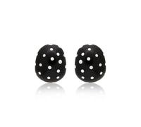 Kenneth Jay Lane Black & White Clip-On Earrings with Polka Dots, M, Brass, No Gemstone