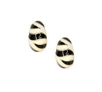 Kenneth Jay Lane Enamel Tiger Stripe Clip-On Earrings