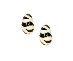 Kenneth Jay Lane Enamel Tiger Stripe Clip-On Earrings