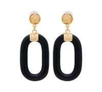 Kenneth Jay Lane Large Oval Link Pierced Earrings with Filigree Top, Brass and Resin