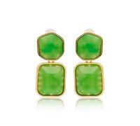 Kenneth Jay Lane Light Ming Jade Clip Earrings, M, Resin Brass, No Gemstone