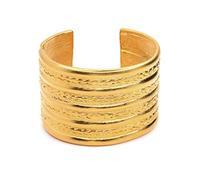 Kenneth Jay Lane Wide Gold Cuffs, Large, Brass, no gemstone
