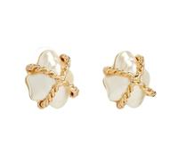 Kenneth Jay Lane Women's Gold "X" Pearl Nugget Clip-On Earrings