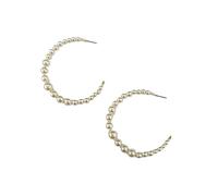 Kenneth Jay Lane Womens' Pearl Hoop Pierced Earrings, M, Brass & Faux Pearl, No Gemstone