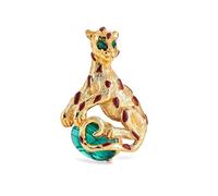 Kenneth Jay Lane Women's Polished Gold Emerald Stone Panther Pin or Brooch