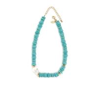 Kenneth Jay Lane Women's Turquoise Chips & Pearl Station Strand Necklaces, L, Resin, No Gemstone