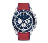 Kennett PaceSetter Chronograph Watch | Nautical Inspired Timepiece - Red sailcloth hybrid rubber strap with blue stitching with blue stitching