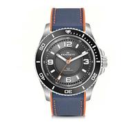 Kennett Solaxplorer Solar Powered Men’s Watch - 10 ATM Water Resistant, 316L Stainless Steel, Uni-Directional Bezel, Super-LumiNova (Navy Orange Sailcloth Hybrid Rubber)