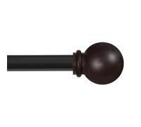 Kenney Chelsea Ball End Window Curtain Rod, Adjustable 28-48 Inch, Weathered Brown Steel Rod with Textured Painted Finish