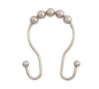 Kenney Double Roller Ball Shower Curtain Rings, 12 Pack, Metal, Brushed Nickel, One Size