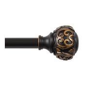 Kenney Fast Fit Carey 5/8" Easy Install Decorative Window Curtain Rod, 36-66", Oil Rubbed Bronze