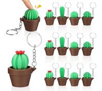 Kenning 12 Pcs Cactus Clicker Fidget Keychain, 3D Sensory Clicker Fidget Toys Decompression Button Stress Relief Gifts for Adults, Coworkers, Fiesta, Cinco De Mayo, Birthday, Office & Party Favors