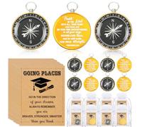 Kenning 16 Set Compass Graduation Gift Pocket Compass Keychain Inspirational Cards Organza Bags Class of 2026 Gifts for Middle Senior College Graduate Student Travel Grad Souvenir Favor