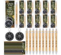 Kenning 18 Sets Man of God Compass Keychain with Bookmark Pen Bulk Father's Day Christian Gift for Men Christian Religious Gift Set for Dad Pastors Church Gifts Party Favors