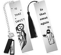 Kenning 2 Pcs Funny Metal Bookmarks with Gift Box is That Smut Novelty Gag Book Mark Humorous Jesus Christian Book Lover Smut Gift for Female Friend Bookish Nerd Booklover Adult Women Christian Gifts