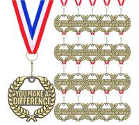 Kenning 20 Pcs 2'' You Make a Difference Medals Gold Trophy Winner Bulk with Neck Ribbons Metal Award Prize Gift for Kids Students Adults School Graduation Participation Competitions