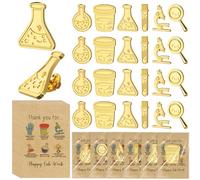 Kenning 24 Pcs 24 Set Science Brooch Lab W ift Cute Enamel Lapel Cartoon Alloy Brooch Pharmacy Pin with Thank You Card Medical Laboratory Scientist Gifts for Chemistry (Gold)