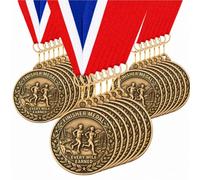 Kenning 24 Pcs Cross Country Award Medals Bulk 2'' Ancient Gold Cross Country Running Medals with Neck Ribbons Prize Gift for Tournaments Sports Competition Team Trail Runs Marathons Award Ceremonies