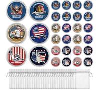 Kenning 24 Set 250th Independence Anniversary Challenge Coin with Organza Bag, Patriot Coins for Soldier, Veteran, United States Declaration of Independence Challenge Coin Set President Day Gift