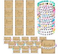 Kenning 24 Set Christian Bracelets Bulk for Men Women Pastor Appreciation Gifts Bible Beaded Bracelets with Religious Prayer Card Faith Inspirational Church Gifts for Grandparents Day