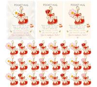 Kenning 24 Set Pocket Hugs Fox Keychain Gifts Bulk, Positive Small Charm Pocket Size Inspirational Gifts with Motivational Cards for Women, Teacher, Coworker, Nurse