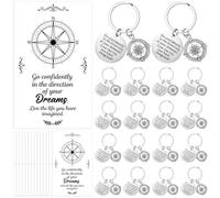 Kenning 24 Sets Graduation Gifts Inspirational Compass Keychain with Cards Go Confidently in The Direction of Your Dreams Keychain Bulk for College Senior Junior High School Graduation Gift