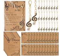 Kenning 24 Sets Music Keychain with Inspirational Card Music Note Keychain Gifts Bulk Graduation Gifts Musical Party Favors for Choir Musical Theme Party Decoration Supplies