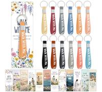 Kenning 24 Sets Walk with Me Keychains with Mormon Youth Theme Bookmarks Walk with Me Silicone Keychain Bulk Christian Faith Jesus Baptism Gifts for Women Men Mormon Church