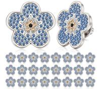 Kenning 25 Pcs Forget Me Not Flower Lapel Pins, Bulk Blue Flower Rhinestone Memorial Brooches Celebration Life and Funeral Favors Gift for Women, Jewelry for Clothing Bags Hats Decoration