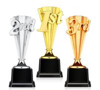 Kenning 3 Pcs 1st 2nd 3rd Place Trophy Award 3D Plastic Gold Silver Bronze Trophy Set Sports Tournament Funny Prize Cup for Football Basketball Baseball Competitions Reward Ceremony Party Favors