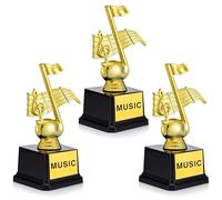 Kenning 3 Pcs 6.5" Music Gold Trophy Bulk with Base Music Note Gold Trophy Awards for Team Competition Participation Singing Contests Party Decoration