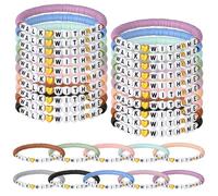 Kenning 30 Pcs Lds Easter Gifts Mormon Bracelets Bulk 2026 Walk with Me Clay Beaded Bracelets Youth Theme Gifts Church Christian Faith Baptism Gift for Men Women(Morandi)