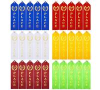Kenning 30 Pcs Swimming Gymnastics Track Award Ribbon Award Ribbons 1st to 6th Place Flat Carded Set First Place Prizes with Card and Rope Award Ribbon Organizer Contest Award Ribbons, 6 Color