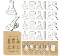 Kenning 36 Pcs 24 Set Science Brooch Lab W ift Cute Enamel Lapel Cartoon Alloy Brooch Pharmacy Pin with Thank You Card Medical Laboratory Scientist Gifts for Chemistry (Silver)