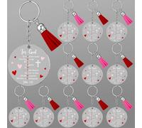 Kenning 36 Pcs Valentine's Day Christian Keychains Bulk for God John 3: 16 Acrylic Love Heart Ornament Keychains for Valentines Classroom Exchange Party Favor Prizes