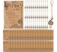 Kenning 36 Sets Music Keychain with Inspirational Card Music Note Keychain Gifts Bulk Graduation Gifts Musical Party Favors for Choir Musical Theme Party Decoration Supplies