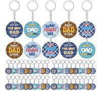 Kenning 50 Pcs Father's Day Keychain Bulk Church Classroom Office Gifts Bulk for Men Thank You the Best Dad Gifts from Daughter Son for Dad Theme Party Supplies