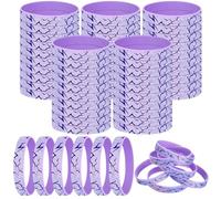 Kenning 50 Pcs Kpop Theme Silicone Bracelets Bulk Elastic Purple Holographic Laser Energy Pattern Wristbands Gifts for Sparkling Korean Idol Kpop Fan Birthday Party Favors Decorations